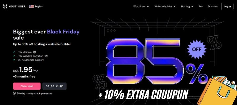 Hostinger Black Friday Deal brings unbeatable web hosting discounts. Grab your plan now and save big before the offer ends soon!